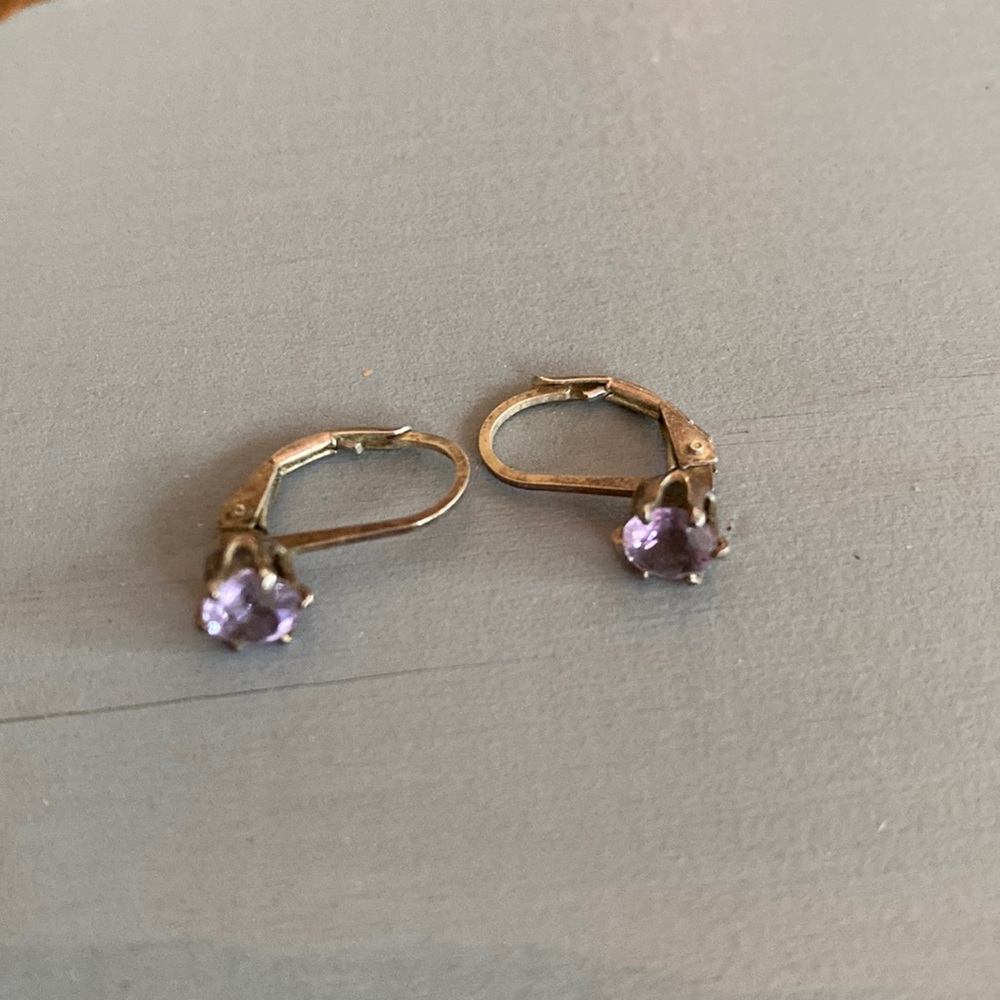 Silver Plated Earrings With A Lavender Colored Stone!